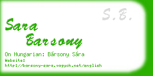sara barsony business card